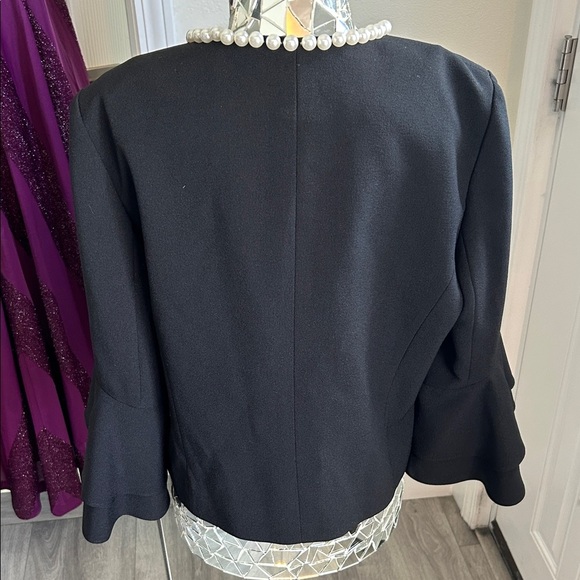 Tahari Arthur Levine Black Pearl Ruffle Women's Jacket - Picture 7 of 7